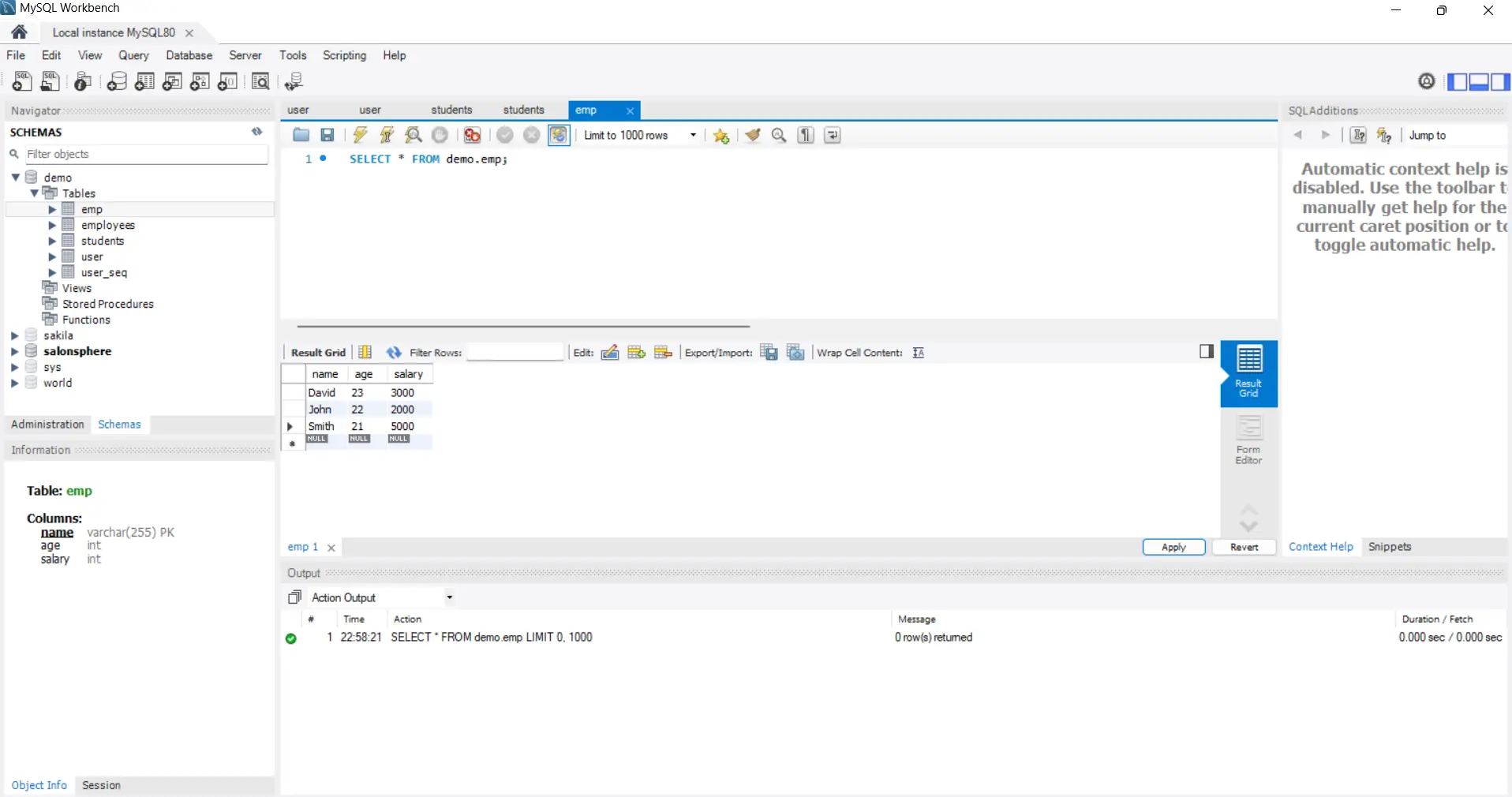 Mysql database with dummy data
