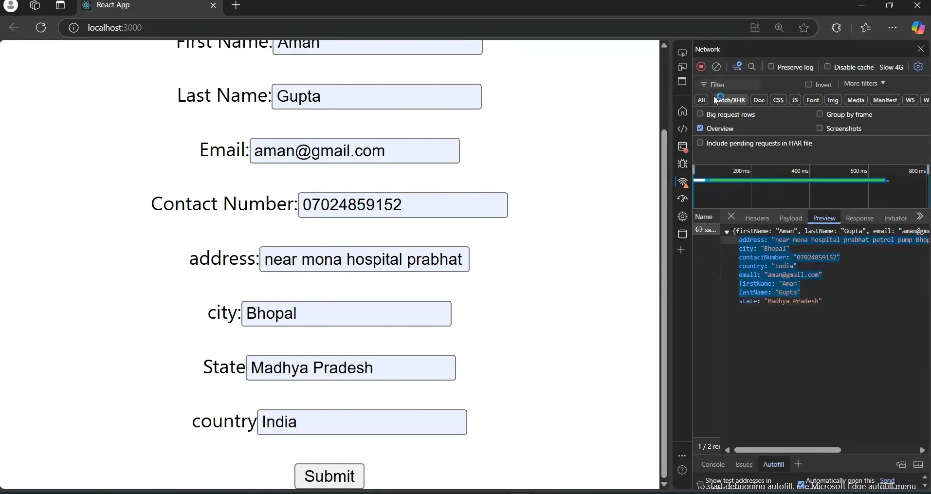 api calling in react using axios