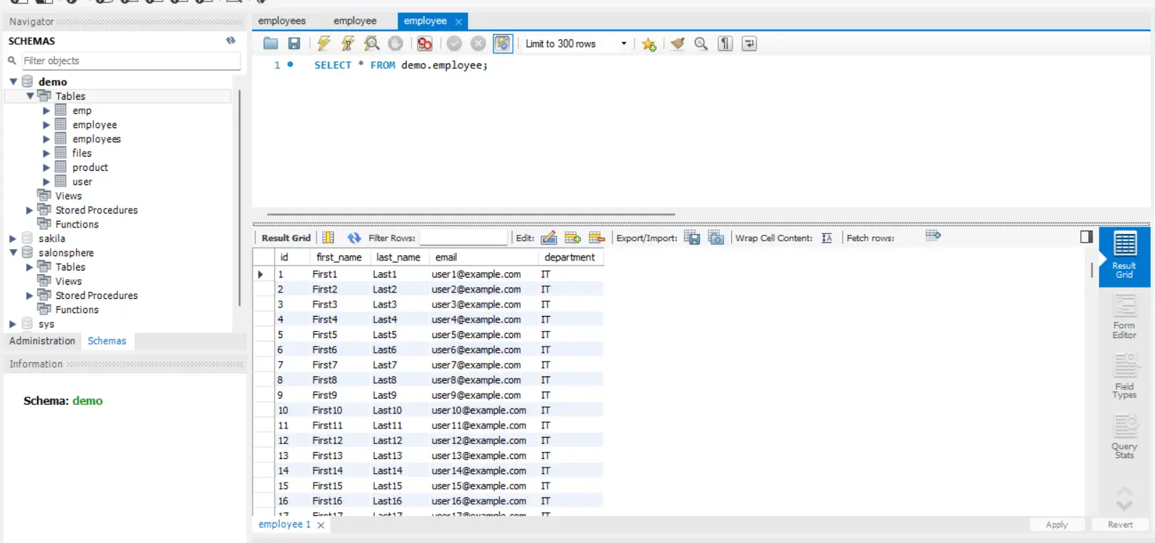 Employee Table After Running Script